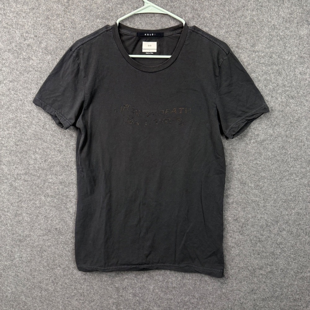 KSUBI Mens T Shirt Black 'Life or Death' Graphic Tee Size S